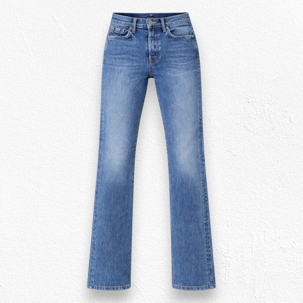 GRLFRND Karolina High-Rise Straight Jeans Groovy Situation Size 25 Made in USA